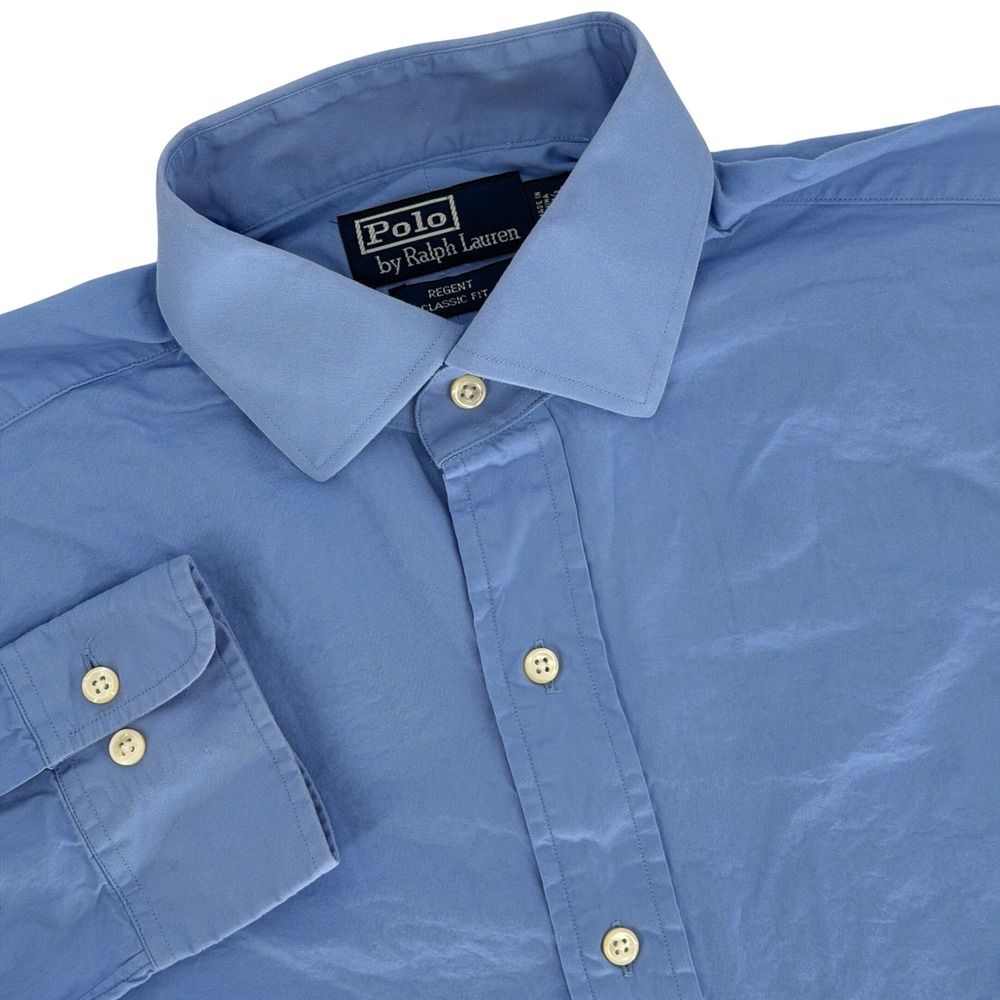 Vintage Polo Ralph Lauren Shirt Mens 15.5 Medium Blue Regent Classic Fit Cotton